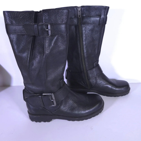Gentle Souls by Kenneth Cole Buckled Up Size 5.5 Leather Knee High Moto Boot - Picture 1 of 7
